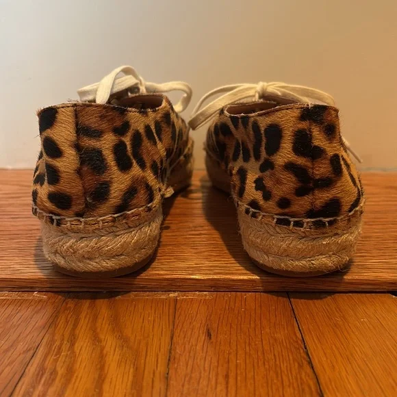 J Crew calf hair lace up espadrille sneakers in Rich Mahogany leopard print - Picture 6 of 16